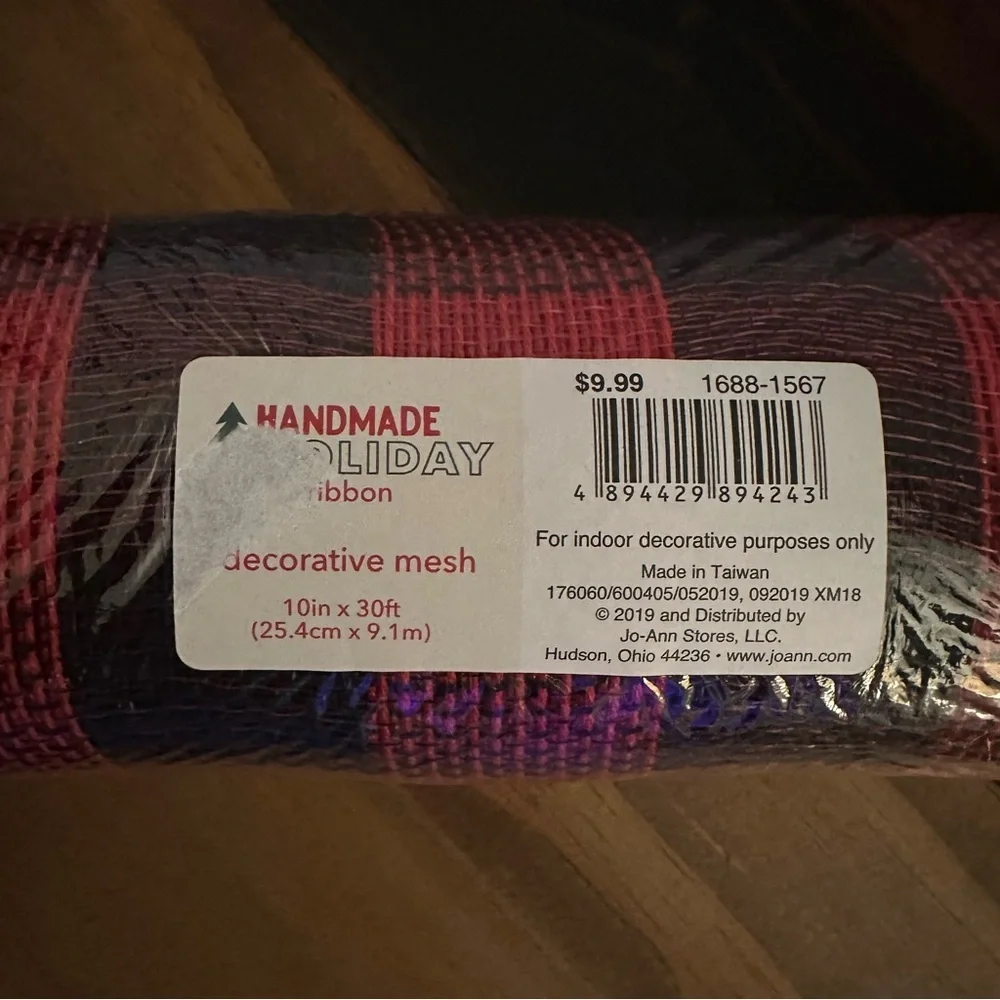 Holiday Decorative Mesh Ribbon Lot Buffalo Plaid Black White Red